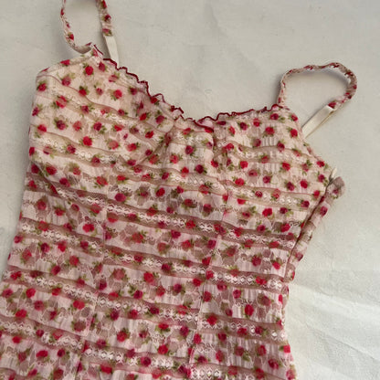 Coquette Intimissimi Lacey White Strawberry Red Balconette Bustier Corset