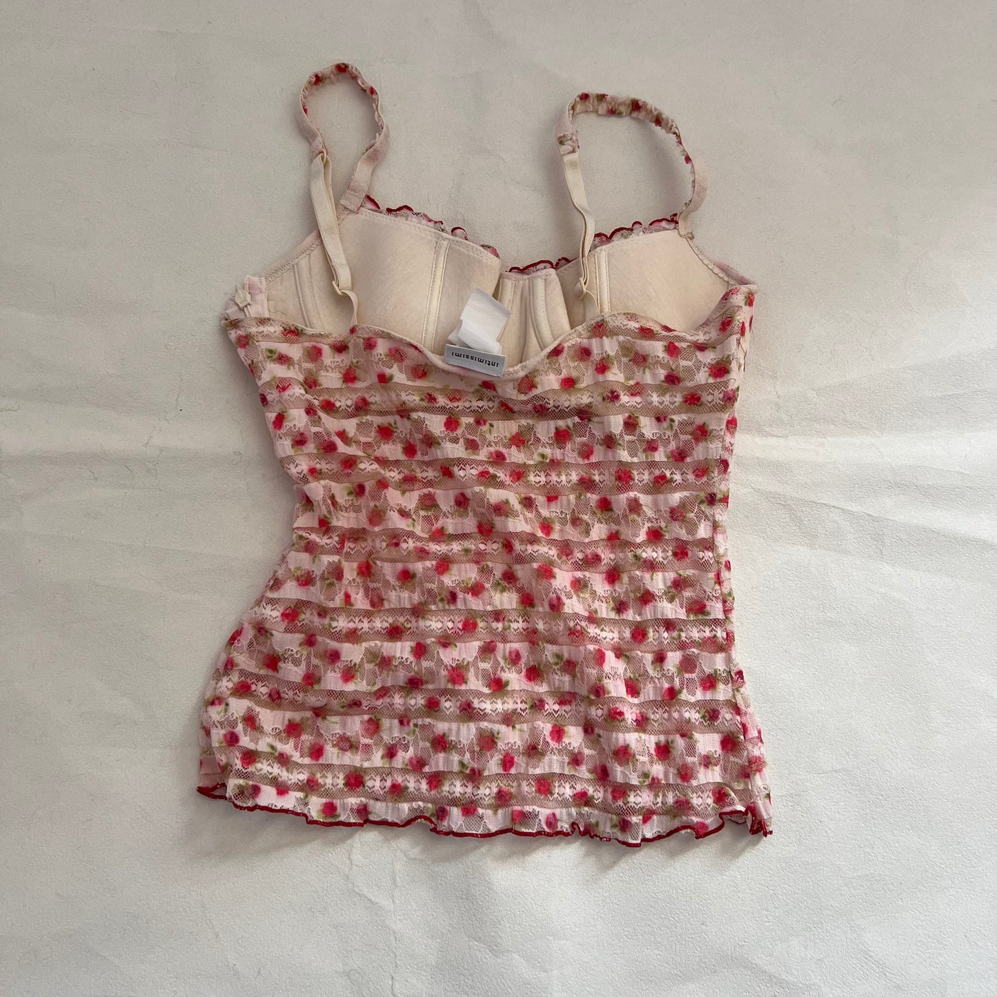 Coquette Intimissimi Lacey White Strawberry Red Balconette Bustier Corset