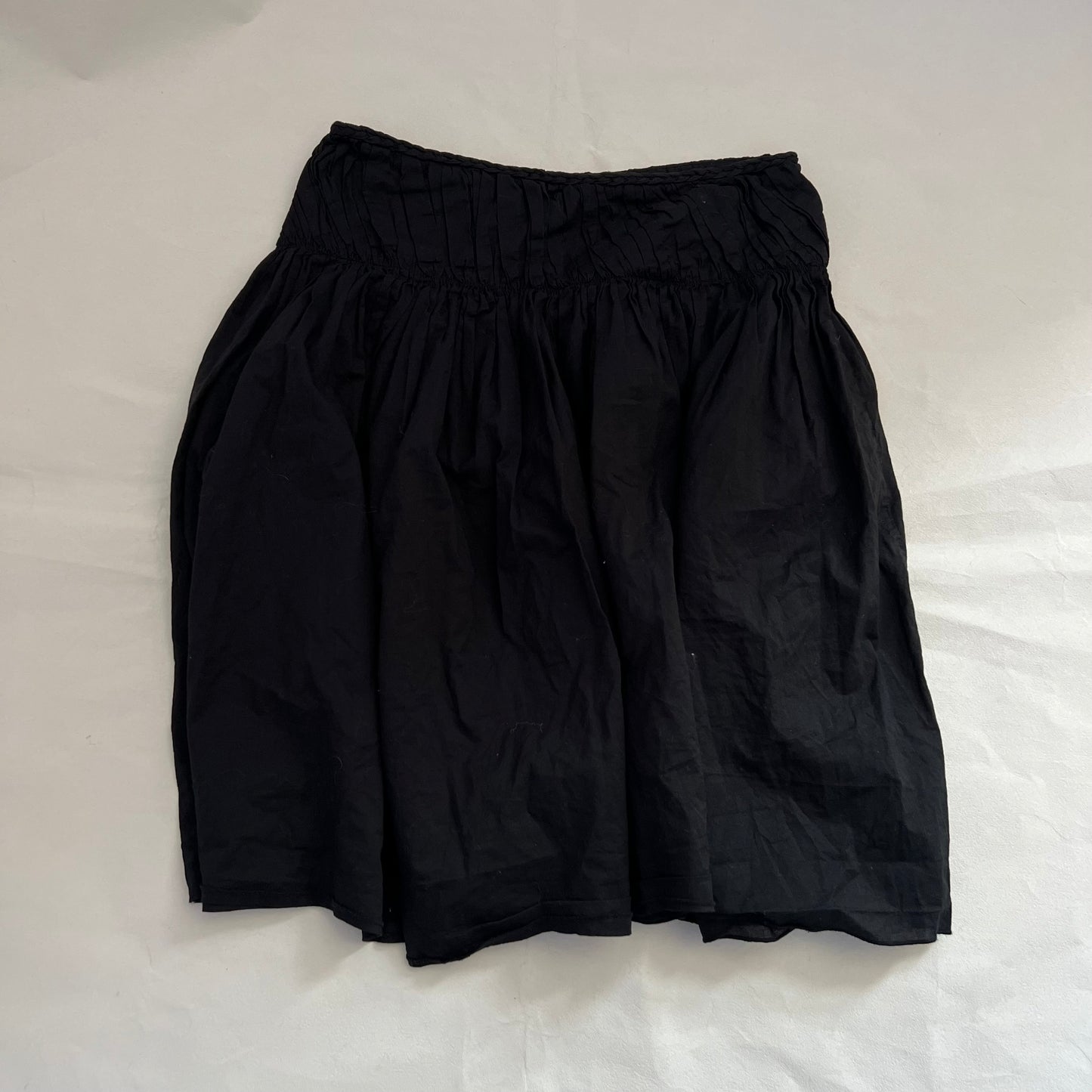 Sisley Eurosummer Ruched Black Cotton Midi Skirt