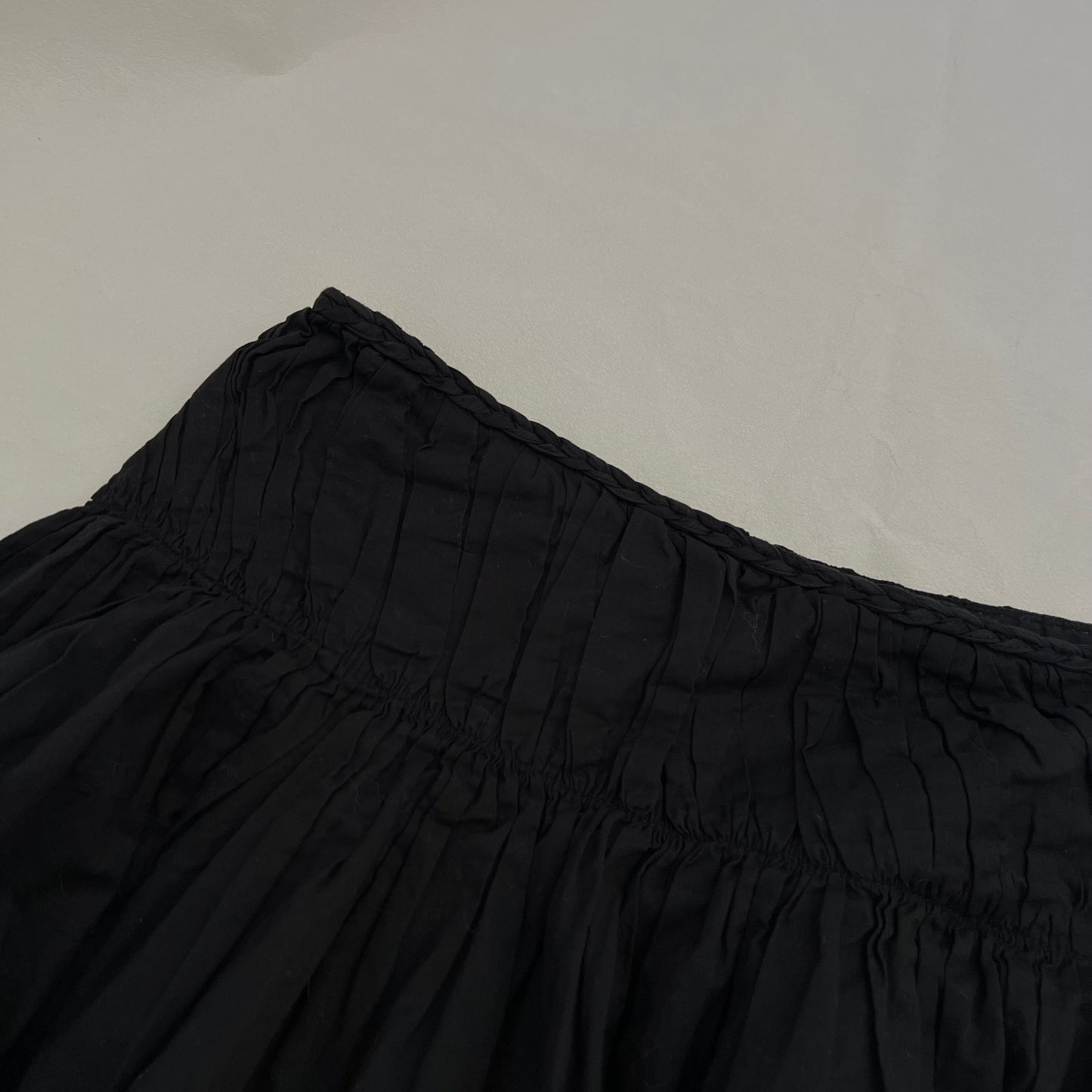 Sisley Eurosummer Ruched Black Cotton Midi Skirt