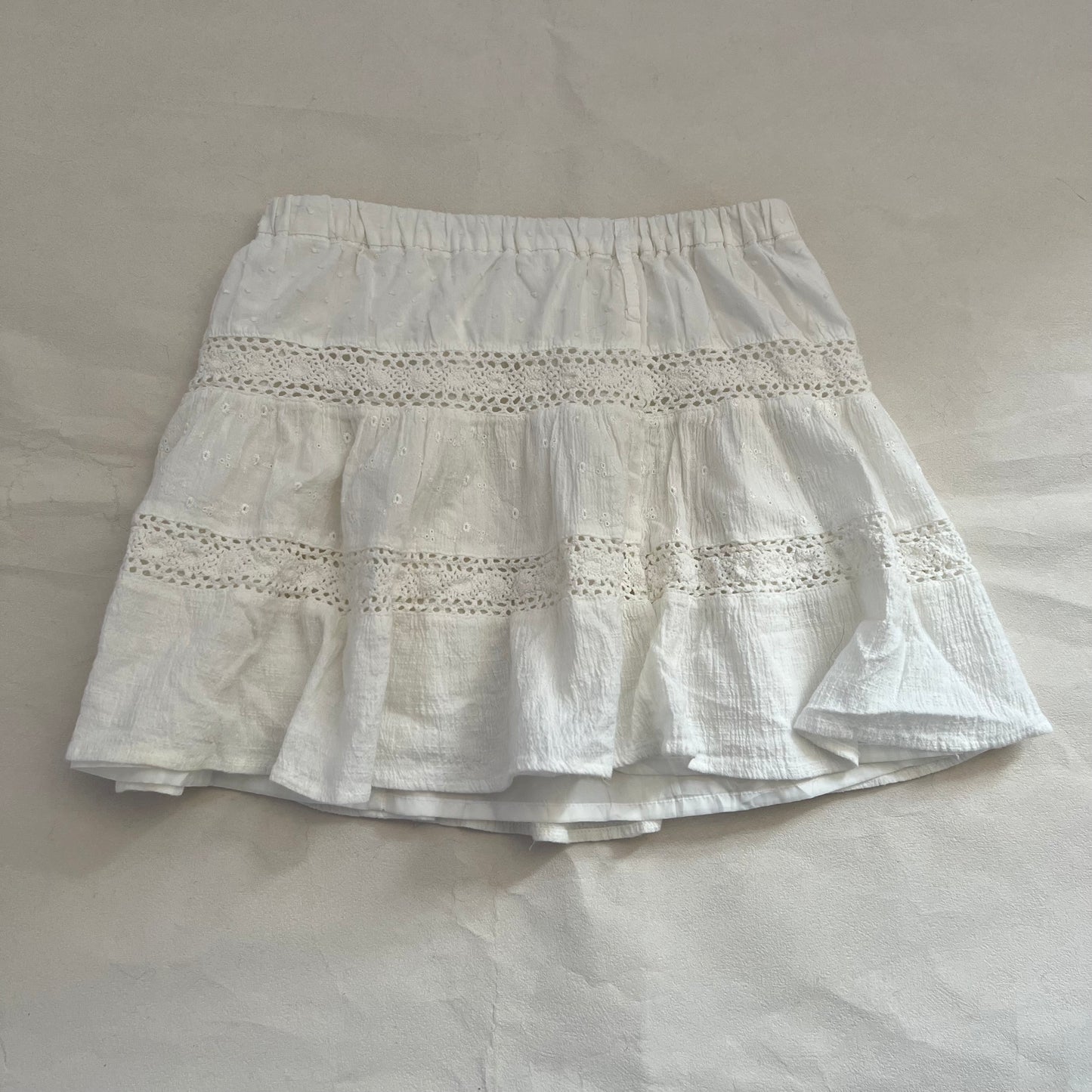 Vintage White Broderie Anglaise Lace Mini Skirt
