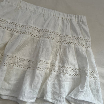Vintage White Broderie Anglaise Lace Mini Skirt