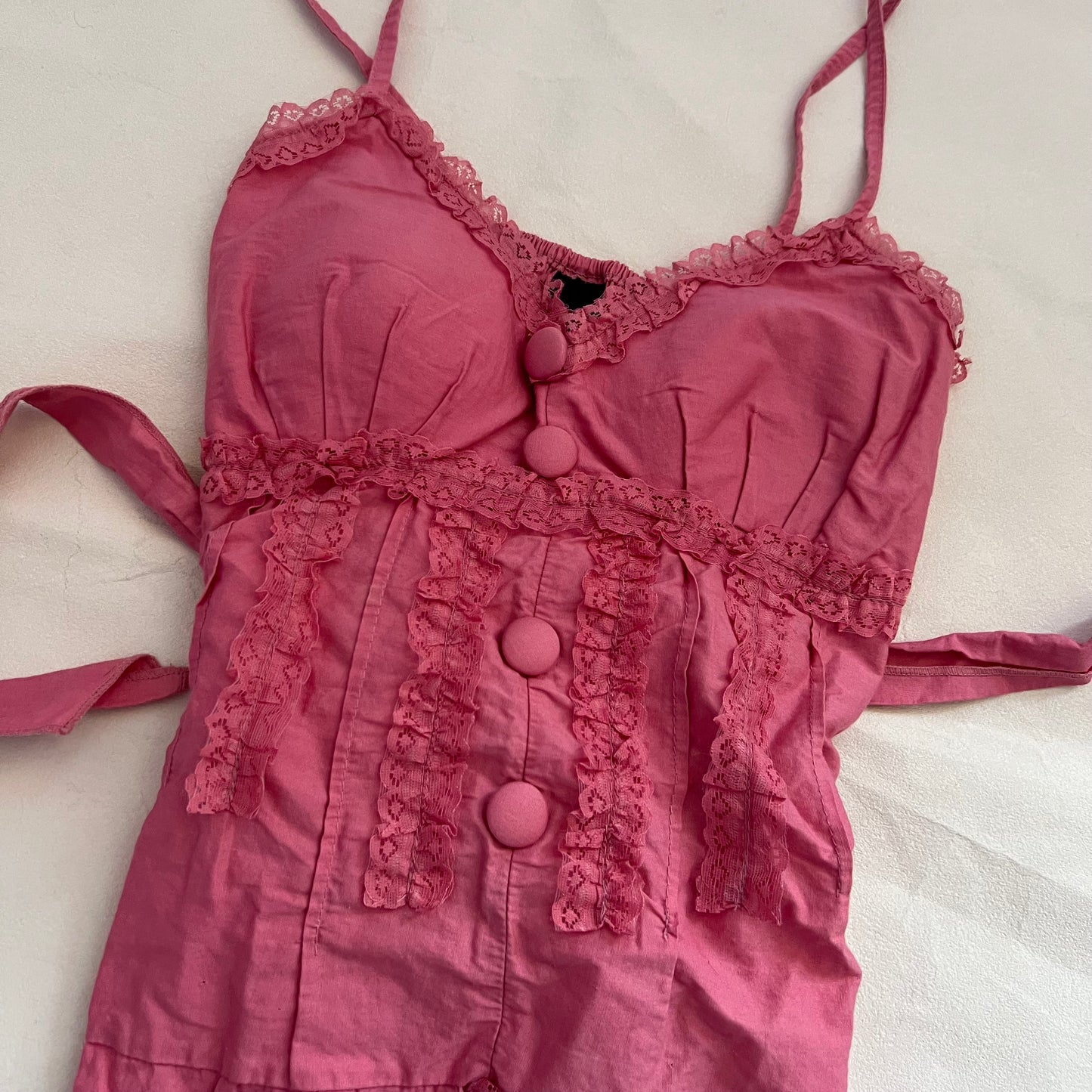 Pink Shaba Frilly Lace Button Bustier Camisole