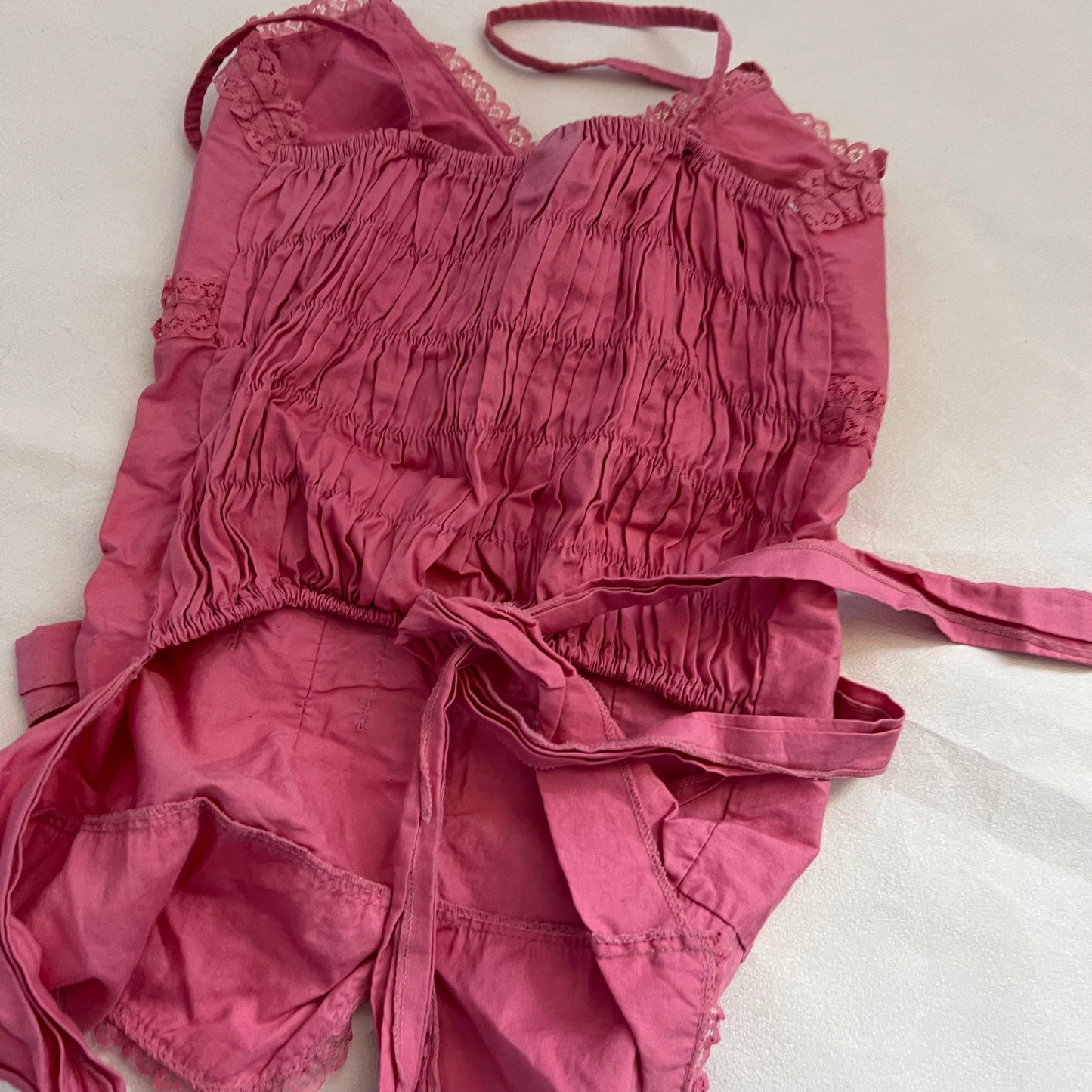 Pink Shaba Frilly Lace Button Bustier Camisole