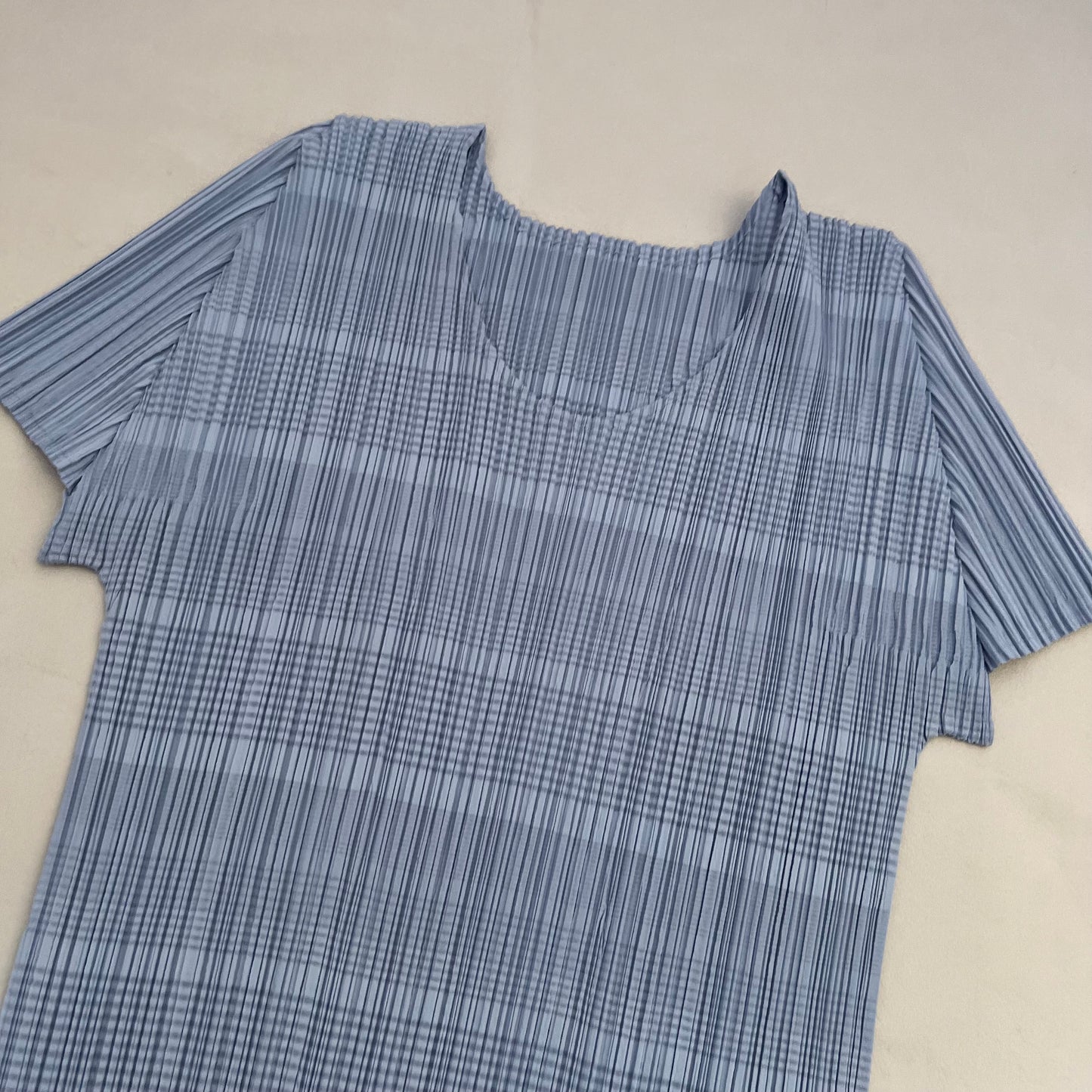 Pleats Please Issey Miyake Icey Baby Blue Short Sleeve Top