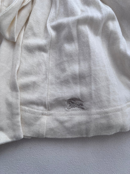 Cream Burberry Blue Label Milkmaid Coquette Half Sleeve Babydoll Ruched Blouson Top