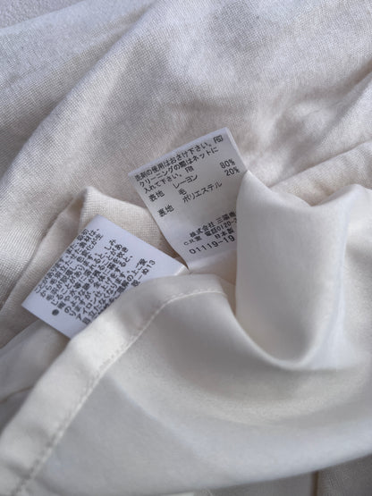 Cream Burberry Blue Label Milkmaid Coquette Half Sleeve Babydoll Ruched Blouson Top