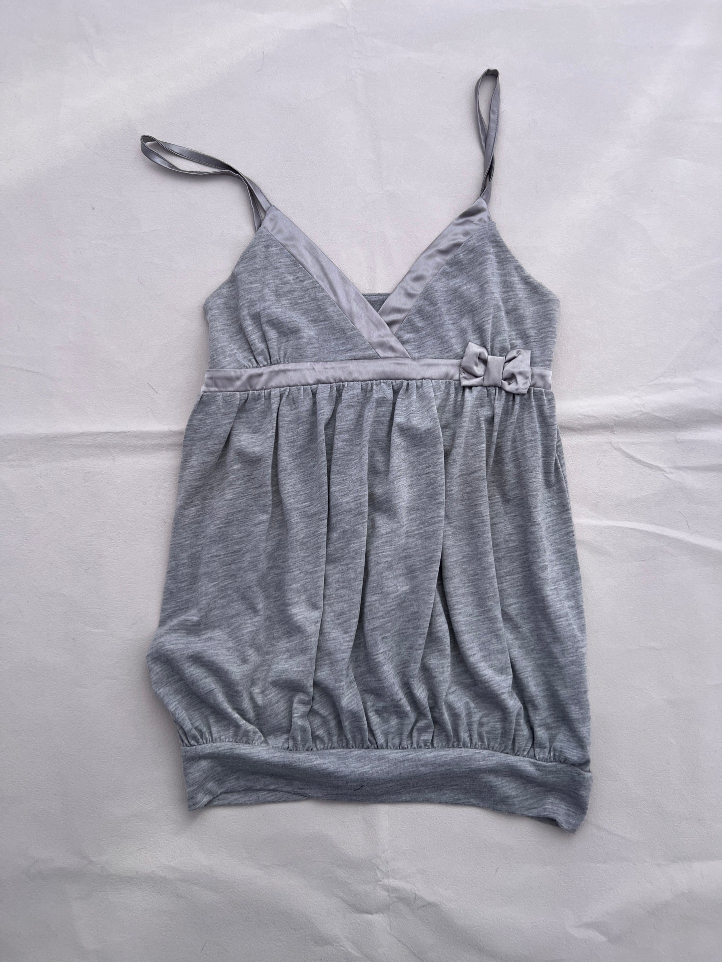 Motivi Grey Puffy Balloon Hem Satin Ribbon Trim Camisole