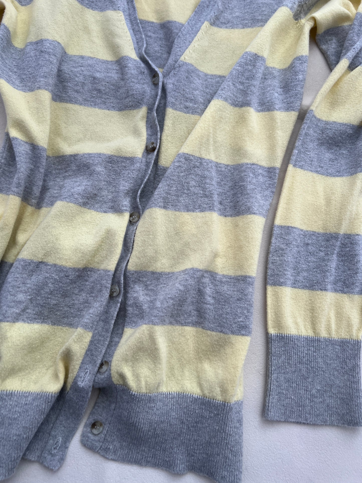 Redoute Yellow Grey Long Sleeve Fine Knit Cardigan