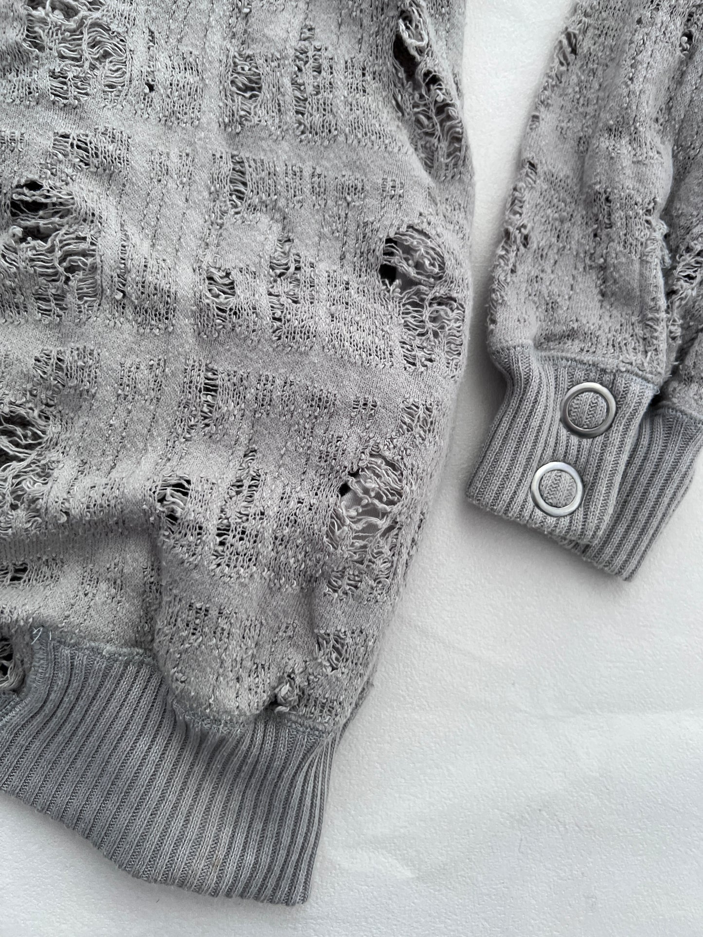 Hysteric Glamour Grey Distressed Graphic Knit Cardigan