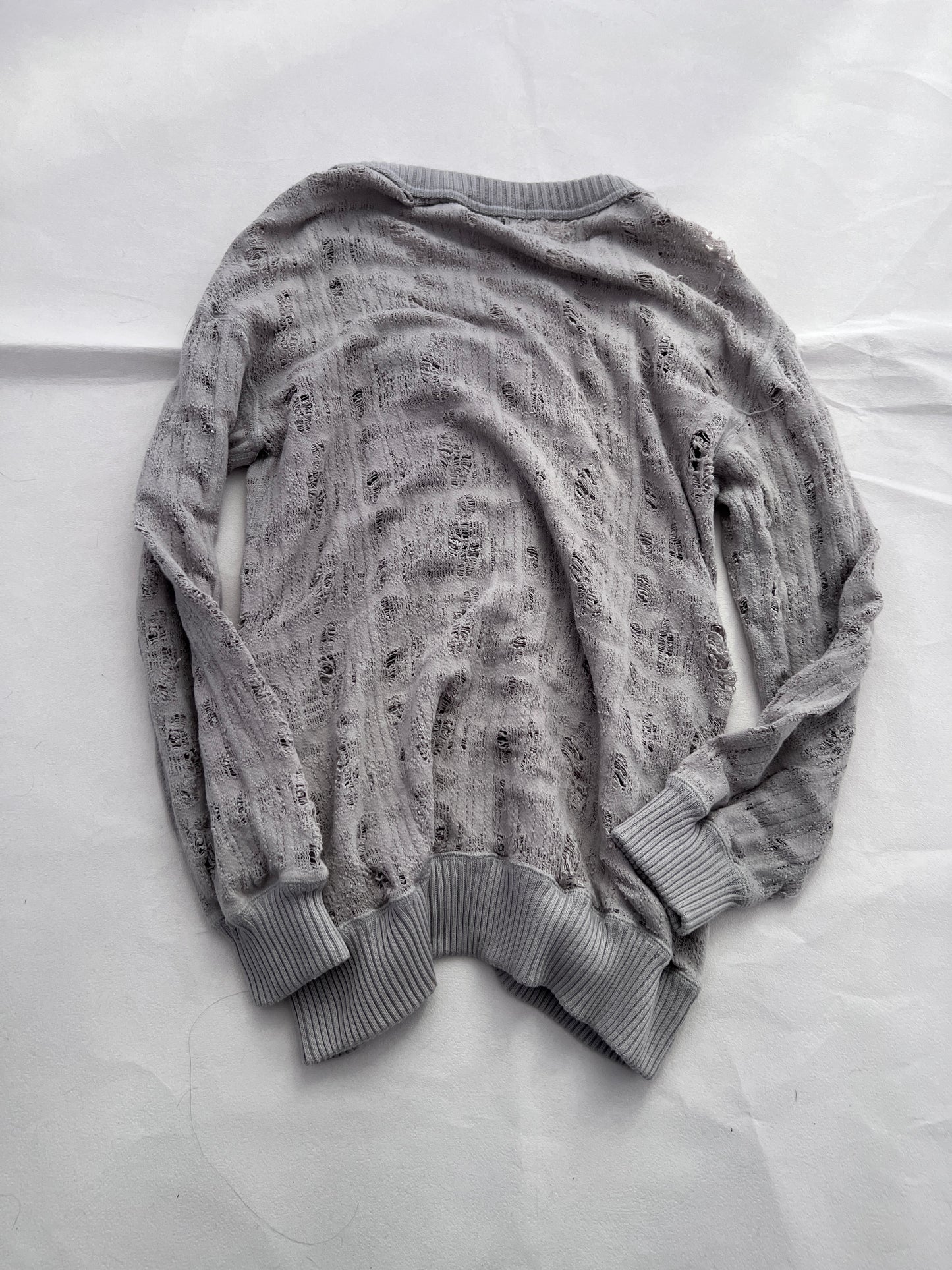 Hysteric Glamour Grey Distressed Graphic Knit Cardigan