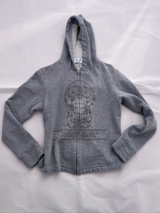Grey Bape Chimp-Girl Graphic Fitted Zip Hoodie