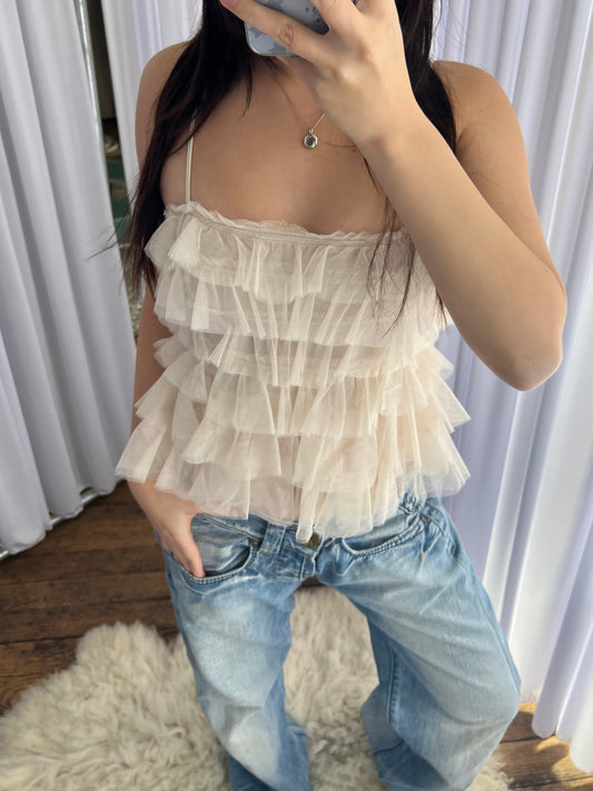 Coquette Coco Deal Ivory Ruffle Tulle Camisole