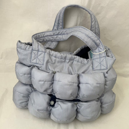 Blue White Pinstripe Pokachu Puffer Shoulder Tote Bag