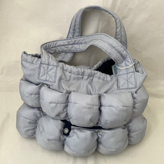 Blue White Pinstripe Pokachu Puffer Shoulder Tote Bag