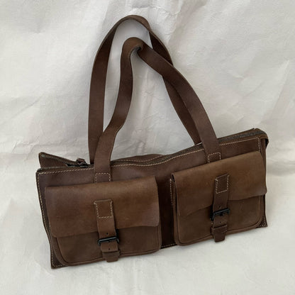 Archive Miu Miu Brown Leather Rectangle Satchel Shoulder Bag