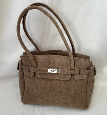 Brown Felt Wool Shoulder Bag