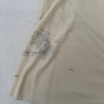 Cream V Neck Faded Graphic Vest