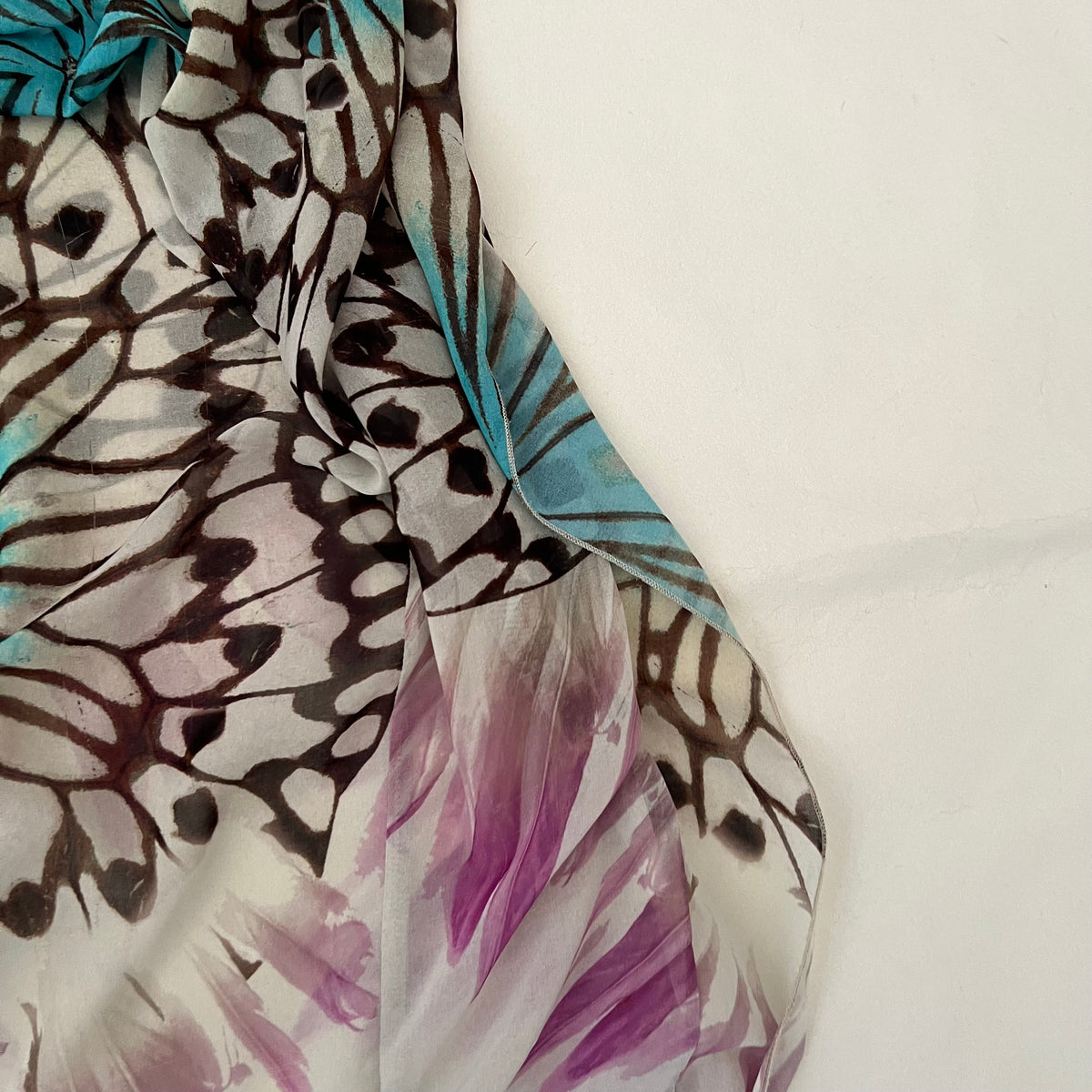 Butterfly Turquoise Pink Draped Blouson