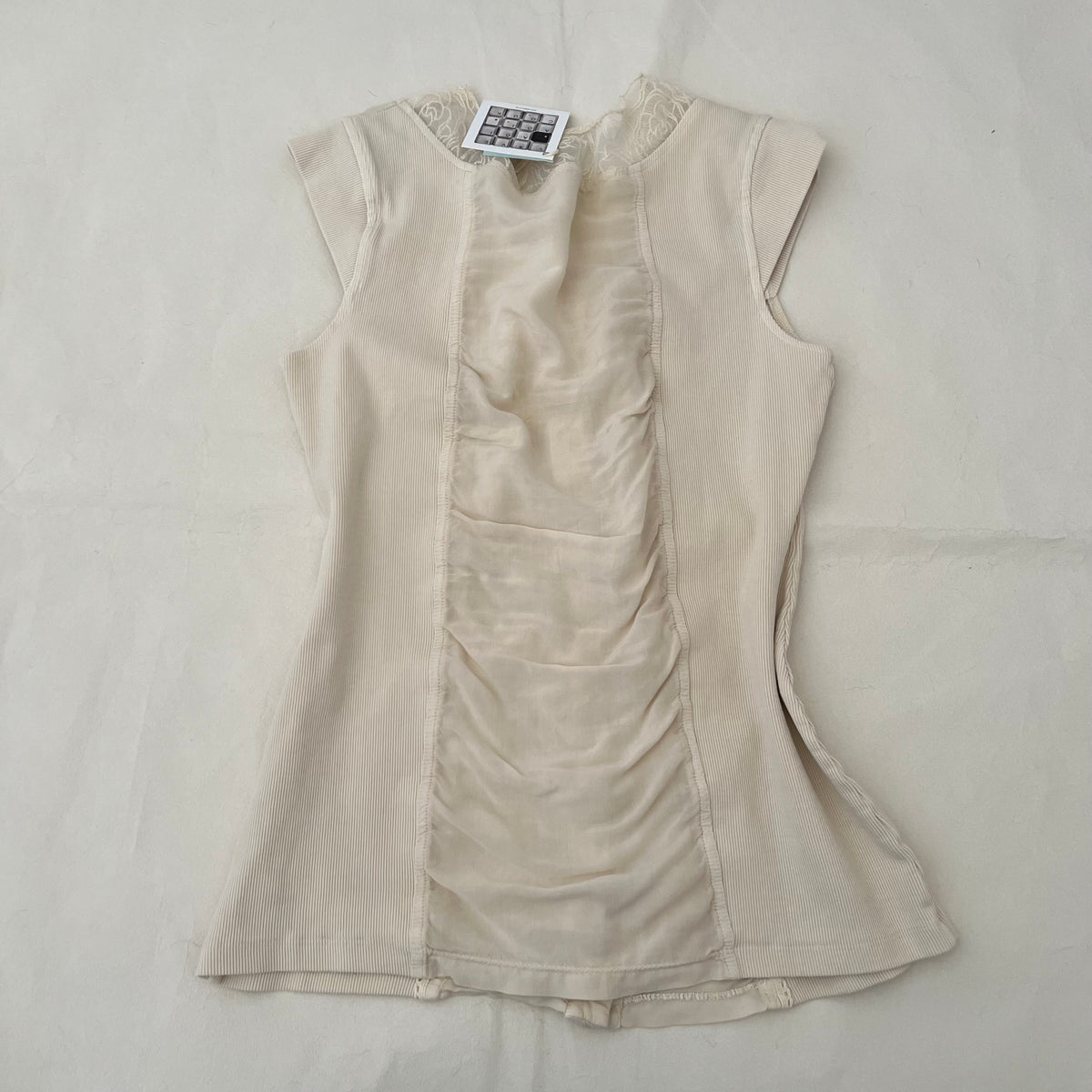 Ivory Lace Button Accent Blouson Top