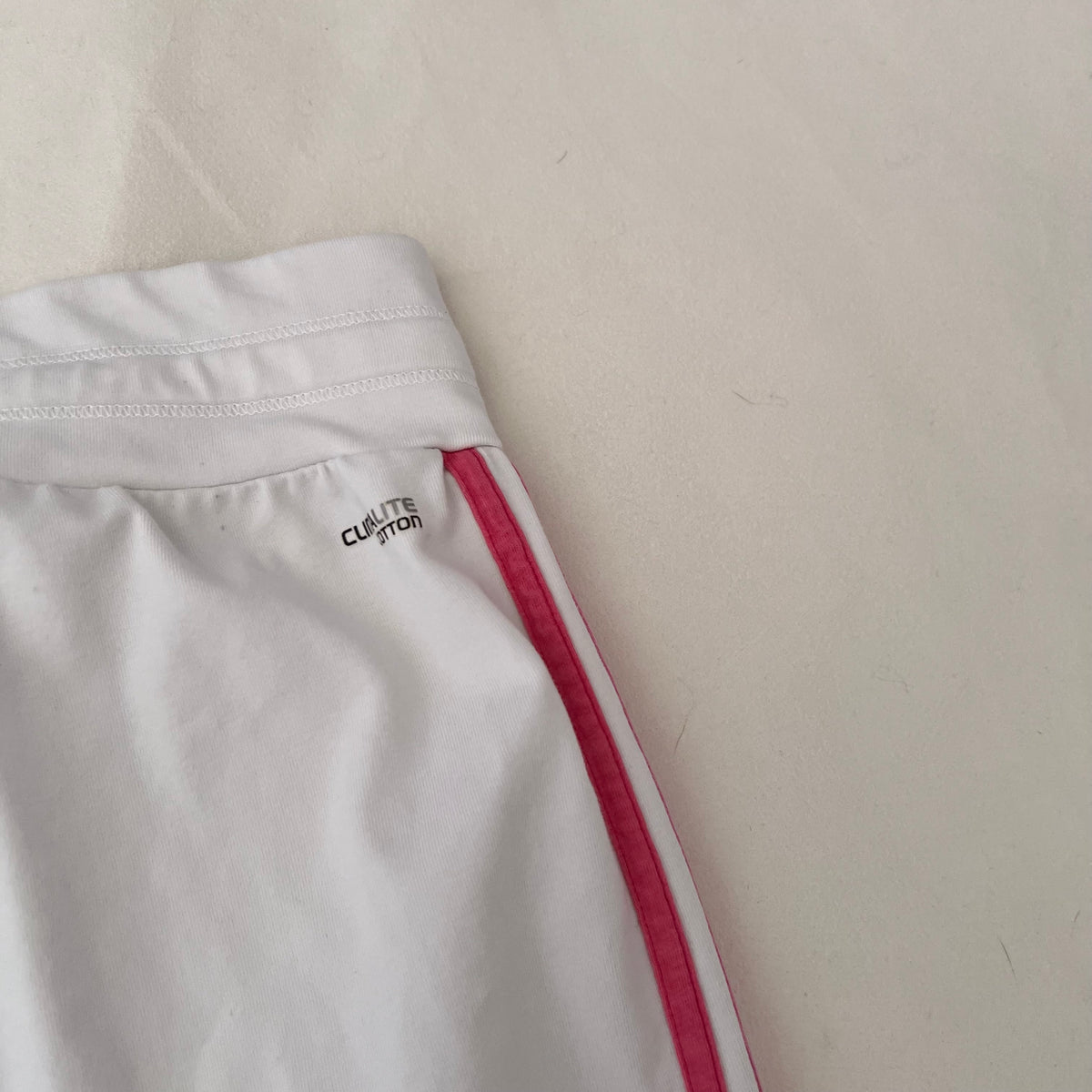 Adidas White Pink Mid Rise Balloon Hem Cropped Capri Joggers
