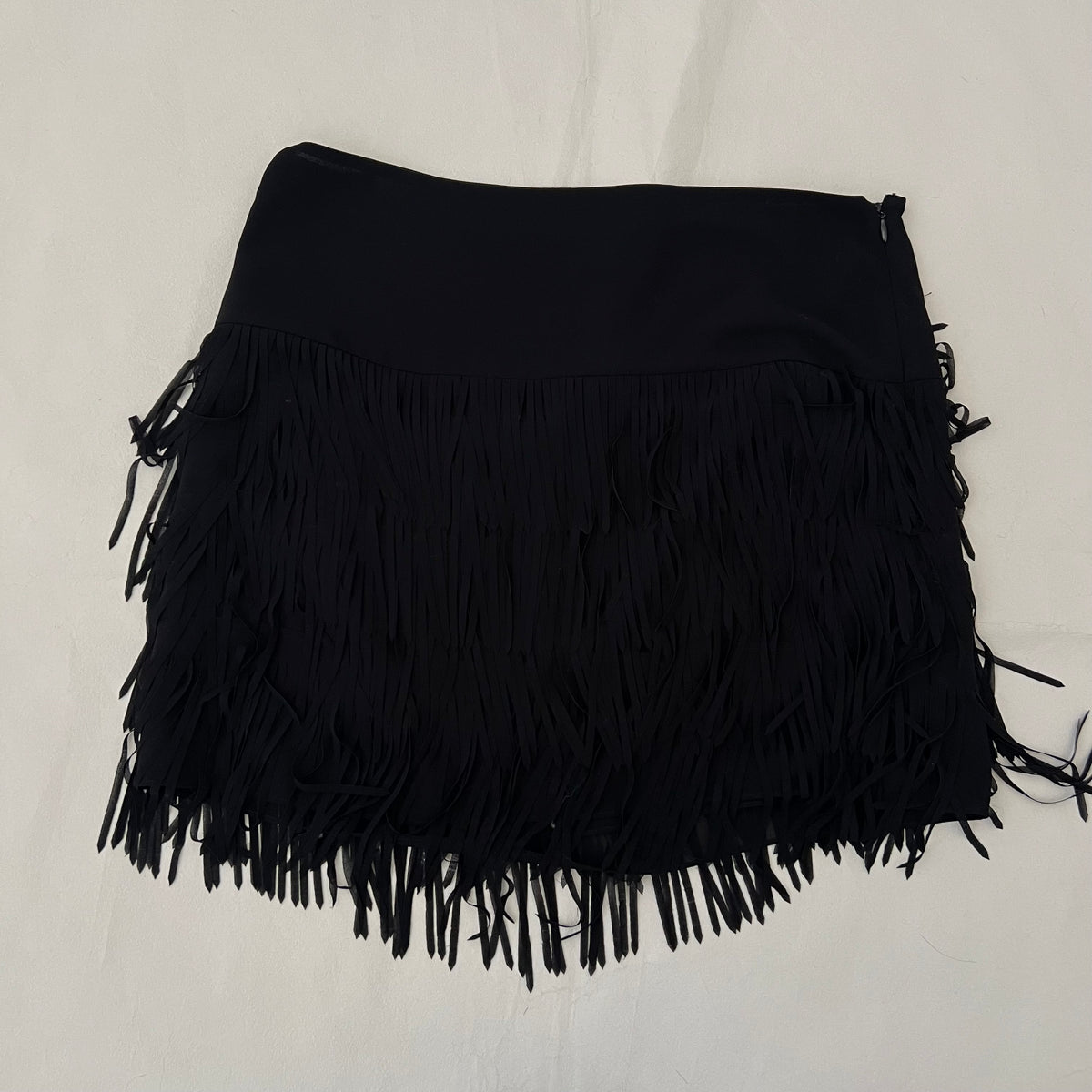 Black Tassel Tiered Mini Skirt