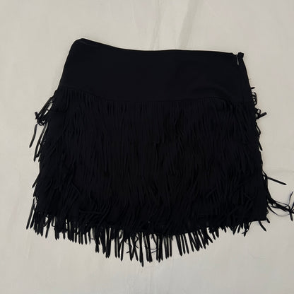 Black Tassel Tiered Mini Skirt