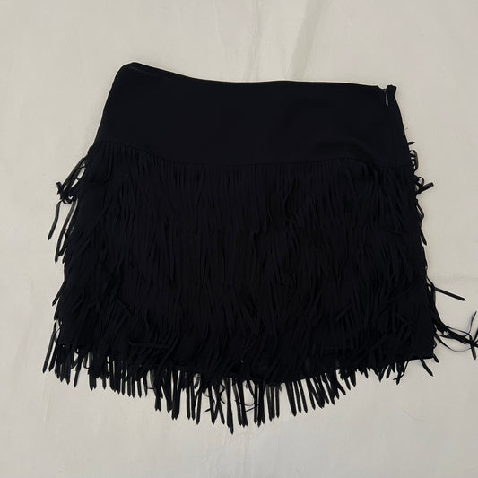 Black Tassel Tiered Mini Skirt