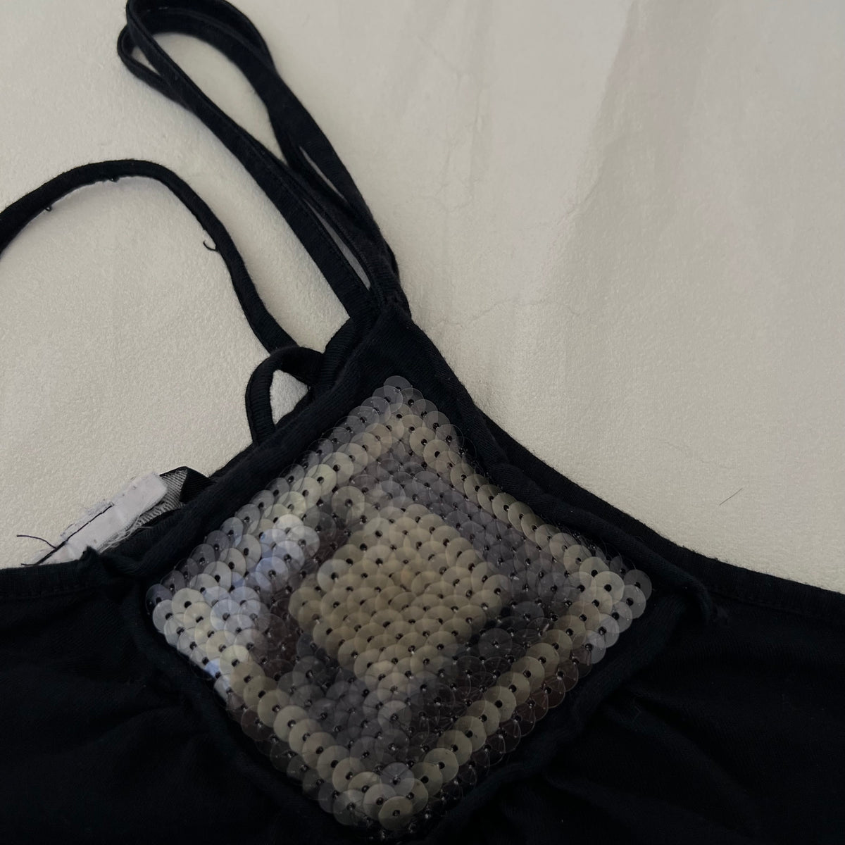 Beige Sequin Diamond Halterneck Camisole