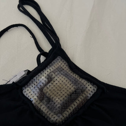 Beige Sequin Diamond Halterneck Camisole