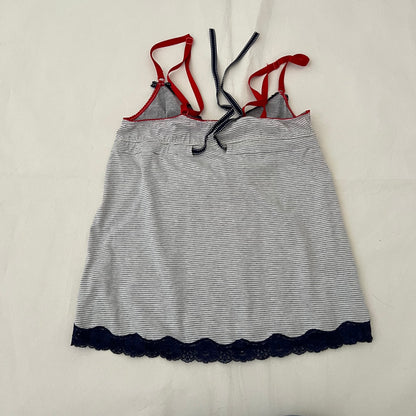 D&G Grey Striped Lace Trim Babydoll Camisole