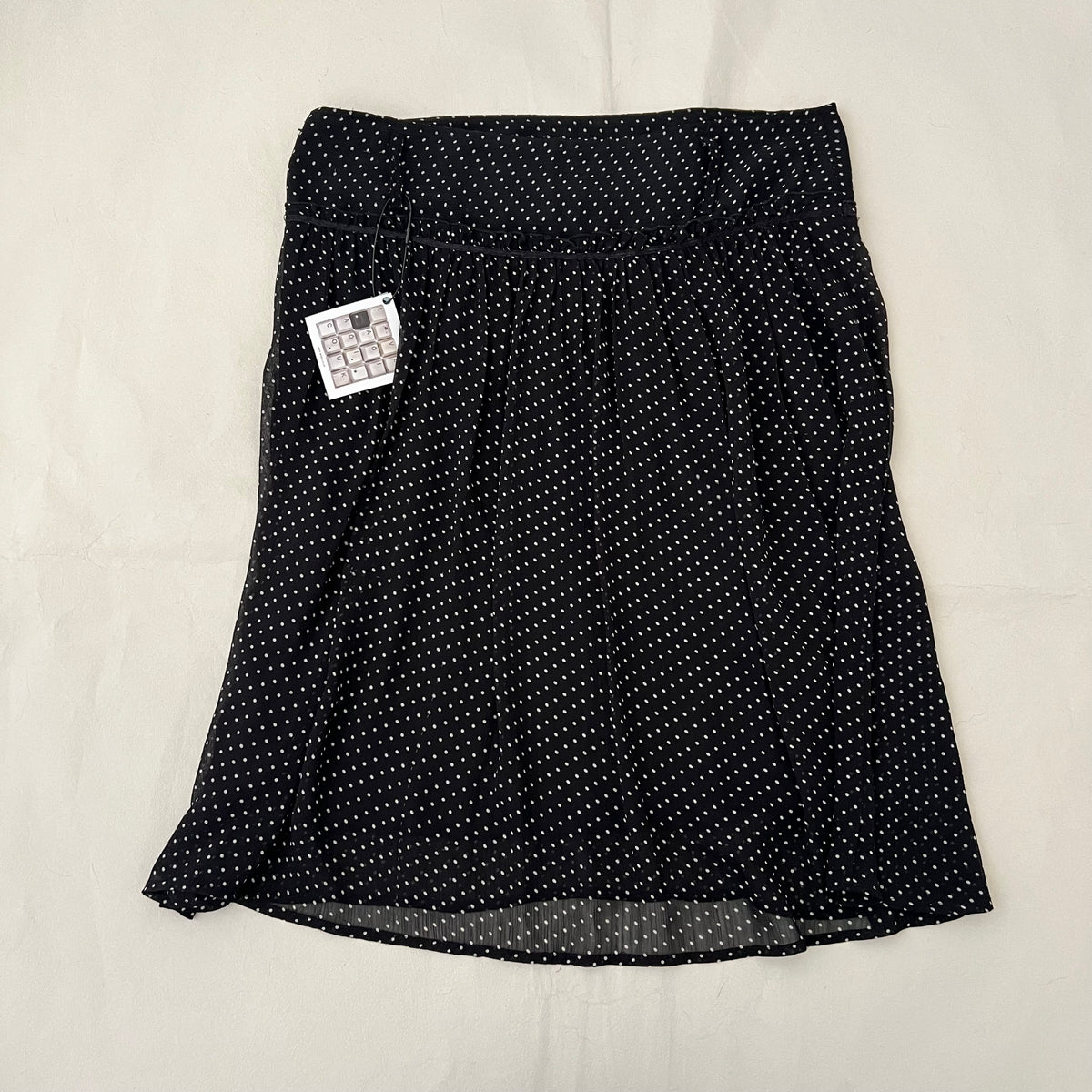 Black White Polka Dot Drop Waist Midi Skirt