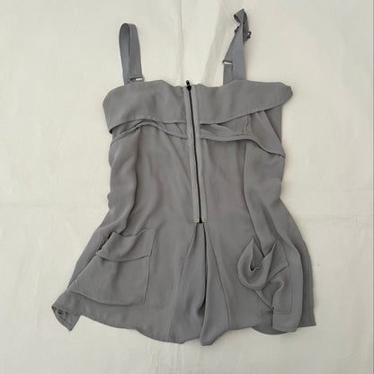 Grey Layered Zip Long Tunic Vest