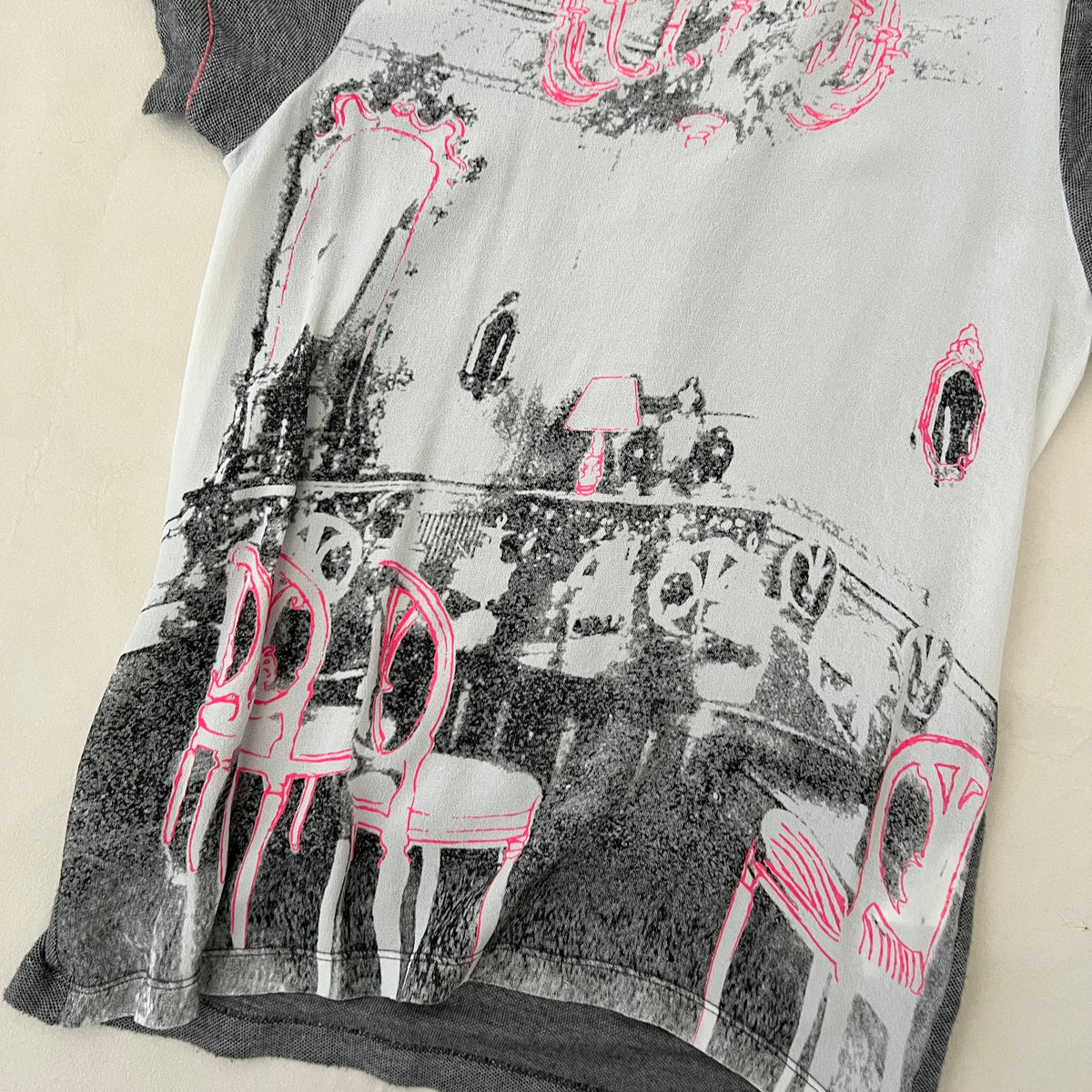Cop Copine Grey Neon Pink Antique Graphic Tee