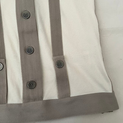 Adidas x Stella Mccartney Off White Taupe Striped Lace Up Vest
