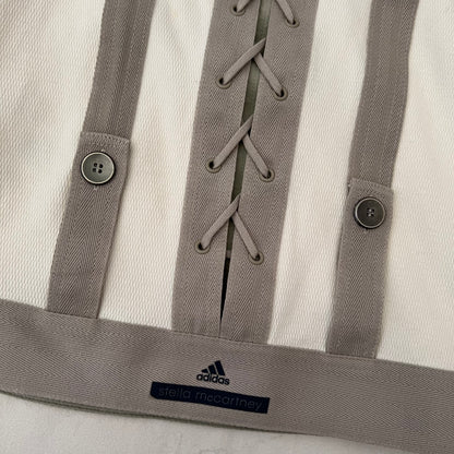 Adidas x Stella Mccartney Off White Taupe Striped Lace Up Vest