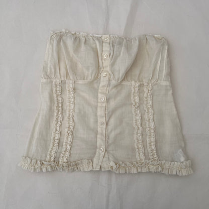 Francomina Cream Frill Trim Ruched Bandeau