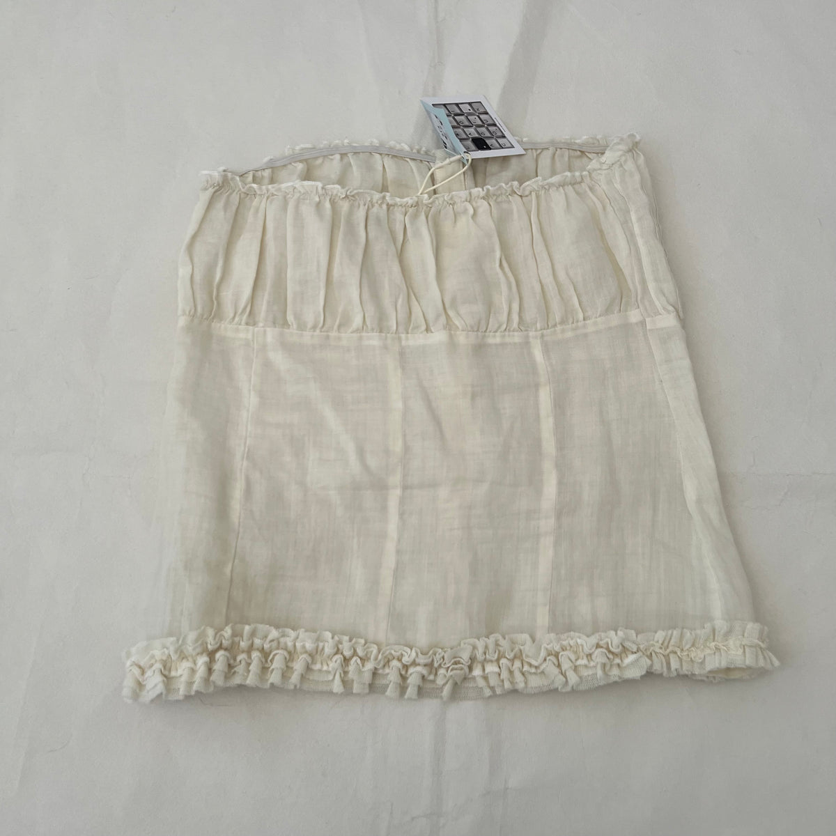 Francomina Cream Frill Trim Ruched Bandeau