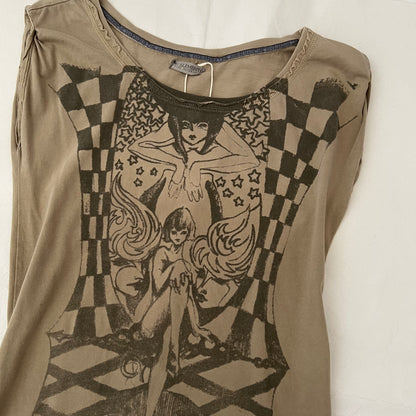 Brown Circus Graphic Long Shirt