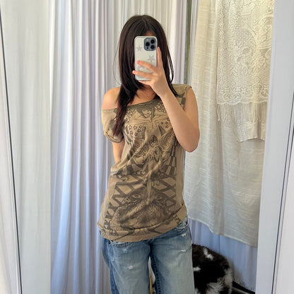 Brown Circus Graphic Long Shirt