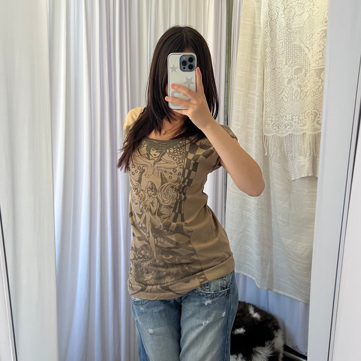 Brown Circus Graphic Long Shirt
