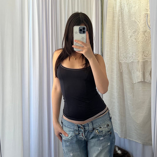 D&G Black Baby Pink Trim Camisole