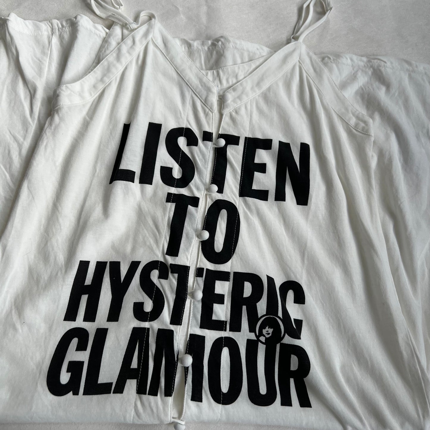 vintage hysteric glamour white black bold text maxi cami style slip dress