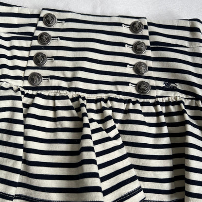 preppy sailor button burberry blue label black cream striped drop waist culotte shorts