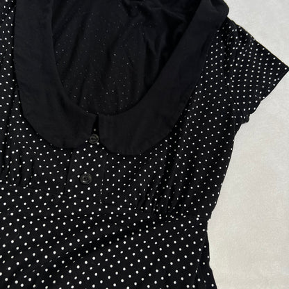 coquette preppy peter pan collar mim black polka dot short sleeve top