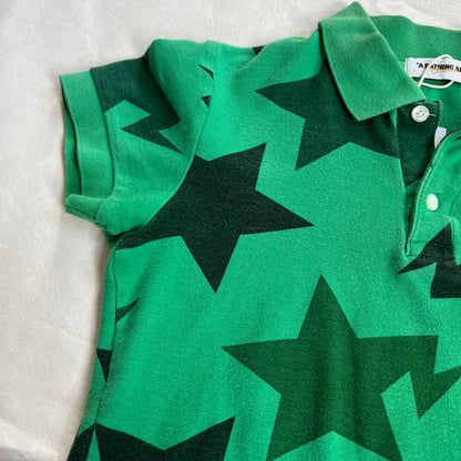 vintage bape a bathing ape green star print collared polo shirt