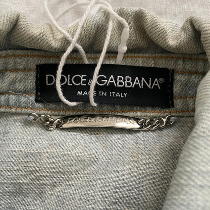 vintage dolce & gabbana light wash fitted denim crop jacket