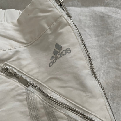 adidas 3/4 crop capri grey silver stripes and utility white trousers