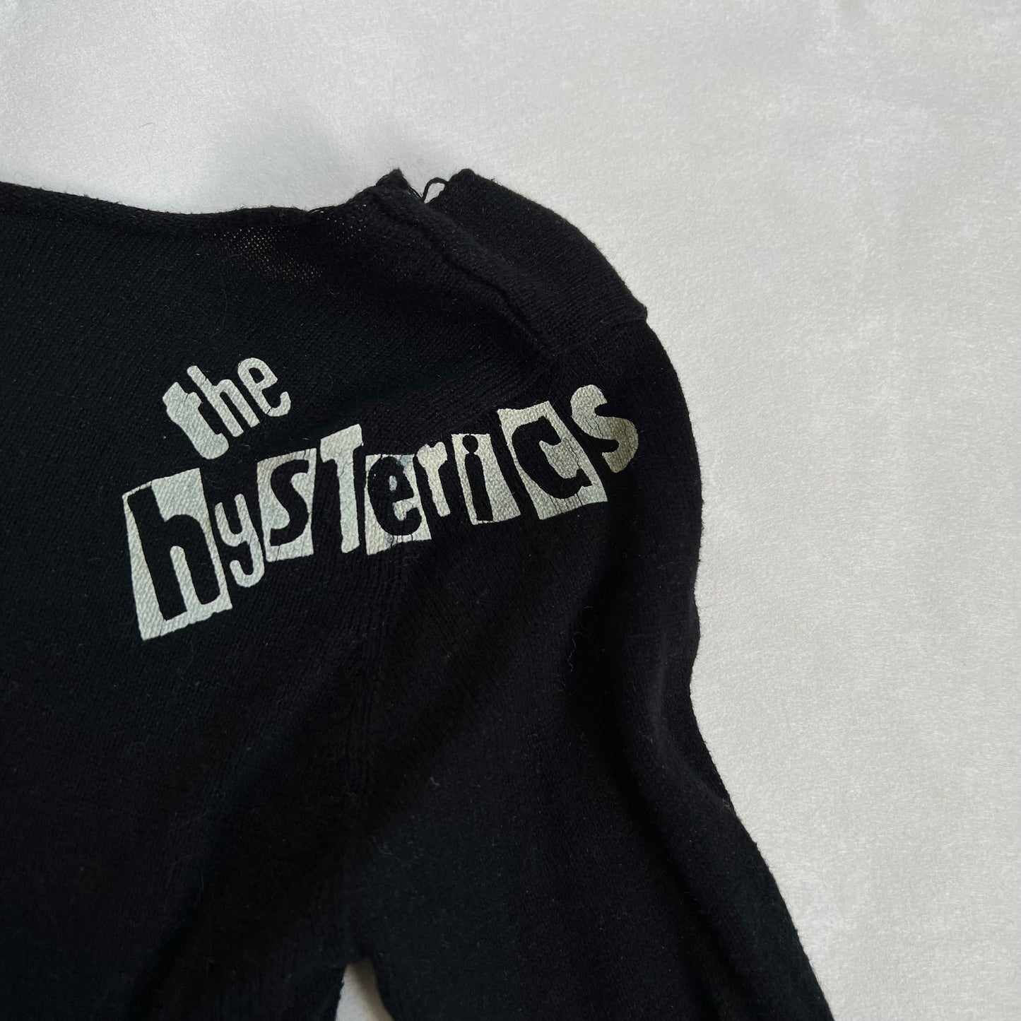 vintage hysterics rock and punk black long sleeve cobweb open distressed knit top