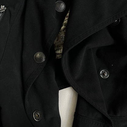 cop copine asymmetric black ruched button corpcore utility draped collar jacket